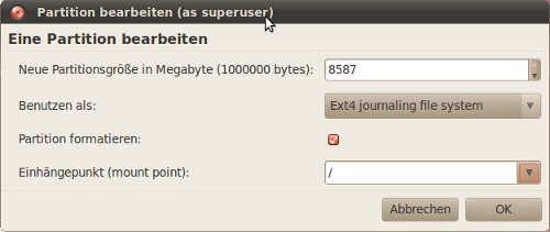 Ubuntu partition bearbeiten